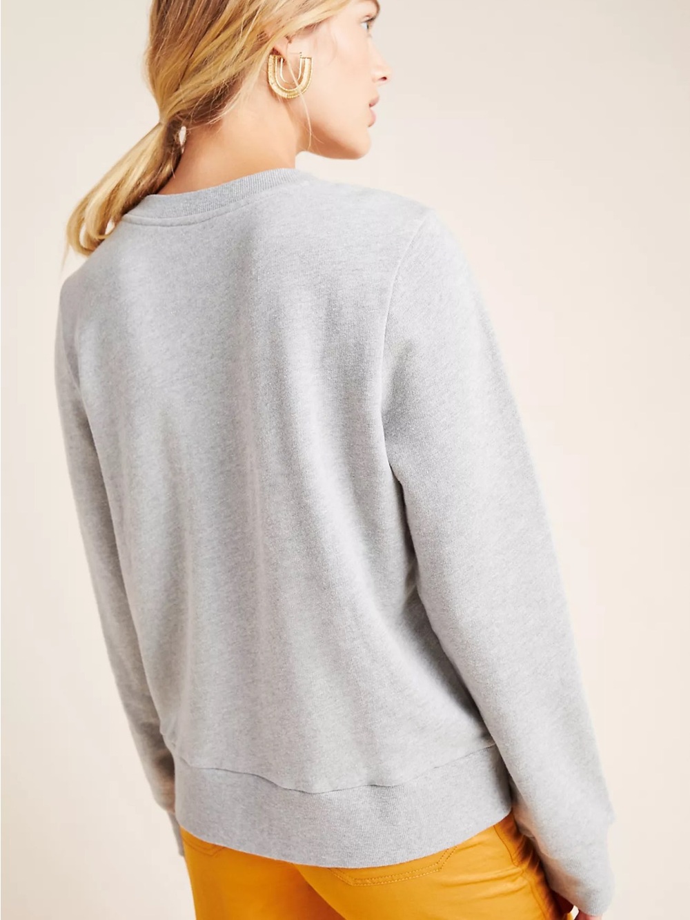 Anthropologie Light Gray Sweatshirt with Multicolor Floral Embroidery - Picture 2 of 11